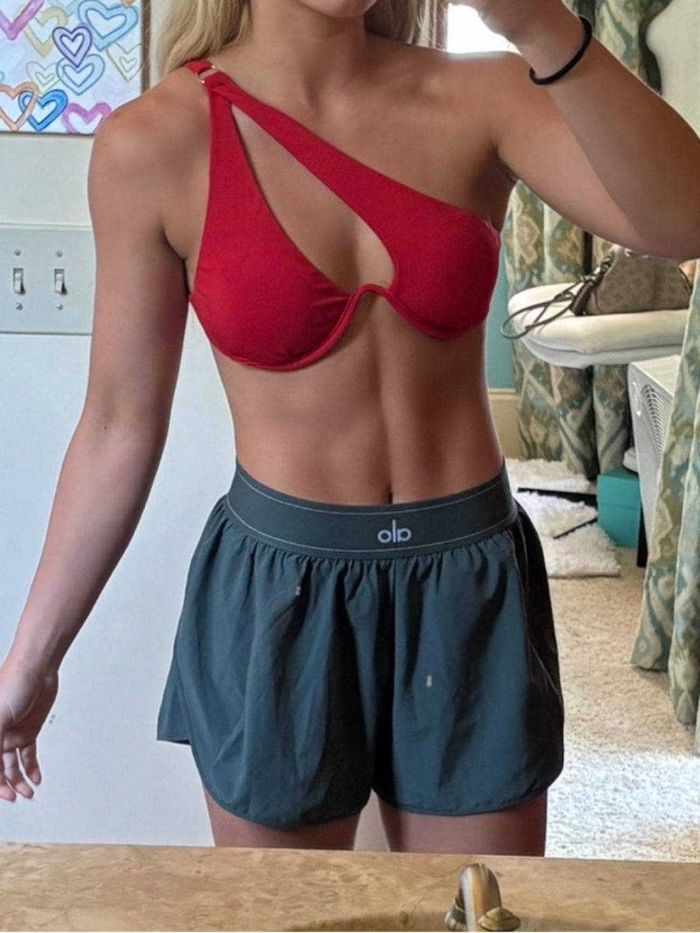 TARGET swimwear Red One-Shoulder Cutout Underwire Bikini Top